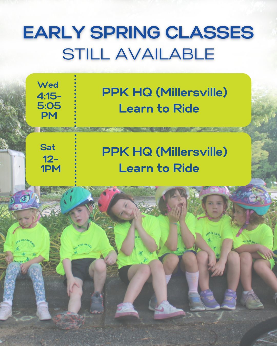 Spring riding starts this week, and a few spots are still open.

Our Wednesday 4:15 PM and Saturday 12 PM classes at PPK HQ in Millersville still have a few open spots and are great options for riders ready to build confidence and skills this spring. With small groups and weekly progression, kids make real progress session after session.

Register before these last spots fill! Link in bio.