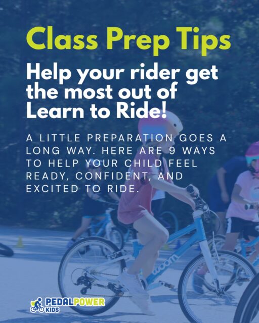 A little prep goes a LONG way! 🚲💚

Starting Learn to Ride is a big step, and we want every rider to feel ready to learn, try new things, and build confidence.

From arriving a few minutes early to packing water and choosing the right layers, these small things can make a big difference in your child's class experience.

Swipe through for our favorite Class Prep Tips, save this post for your next class, and remember: progress looks different for every rider. We're here to celebrate every little win along the way!

Questions before class? We're always happy to help at hi@pedalpowerkids.com.

#PedalPowerKids #LearnToRide #KidsBikeClass #BikeConfidence