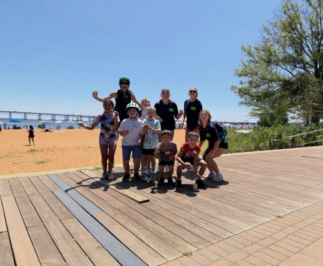 All the way to the Bay!!!! 🌊 Our Advanced Bike Adventure Campers rode to Sandy Point State Park today, utilizing the completed Broadneck Trail (& the B&A Trail)- it couldn’t have been a prettier day, and the new trail near the Park is lovely- much of it well-shaded, quiet and peaceful. We’d recommend parking at the Broadneck Library for a nice fun family round trip ride!
