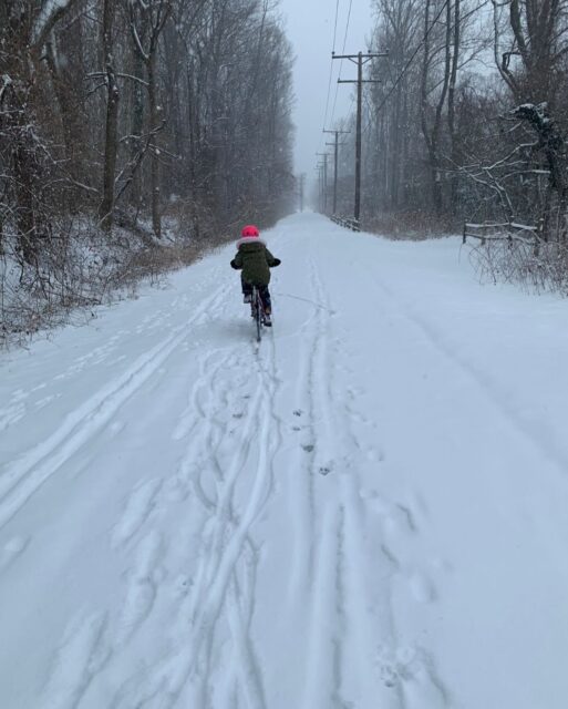 Snow never stopped a bike ride, it just turns the path into a winter wonderland ❄️ #snowday