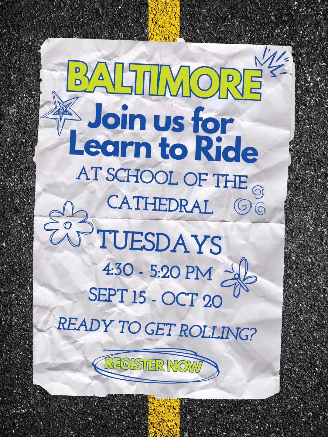 BALTIMORE, WE’RE BACK! 🚲💙

We’re SO excited to bring Learn to Ride back to Baltimore this fall! 🎉

Join us at School of the Cathedral for six weeks of building balance, confidence, bike skills, and getting those pedals moving!

📍 School of the Cathedral
📅 Tuesdays, Sept. 15–Oct. 20
⏰ 4:30–5:20 PM

Baltimore families, we want to see you out there!

Spots are open now. Register through the link in our bio! 🚲

#BaltimoreKids #BaltimoreFamilies #LearnToRide #KidsOnBikes #MoreKidsOnBikes #PedalPowerKids